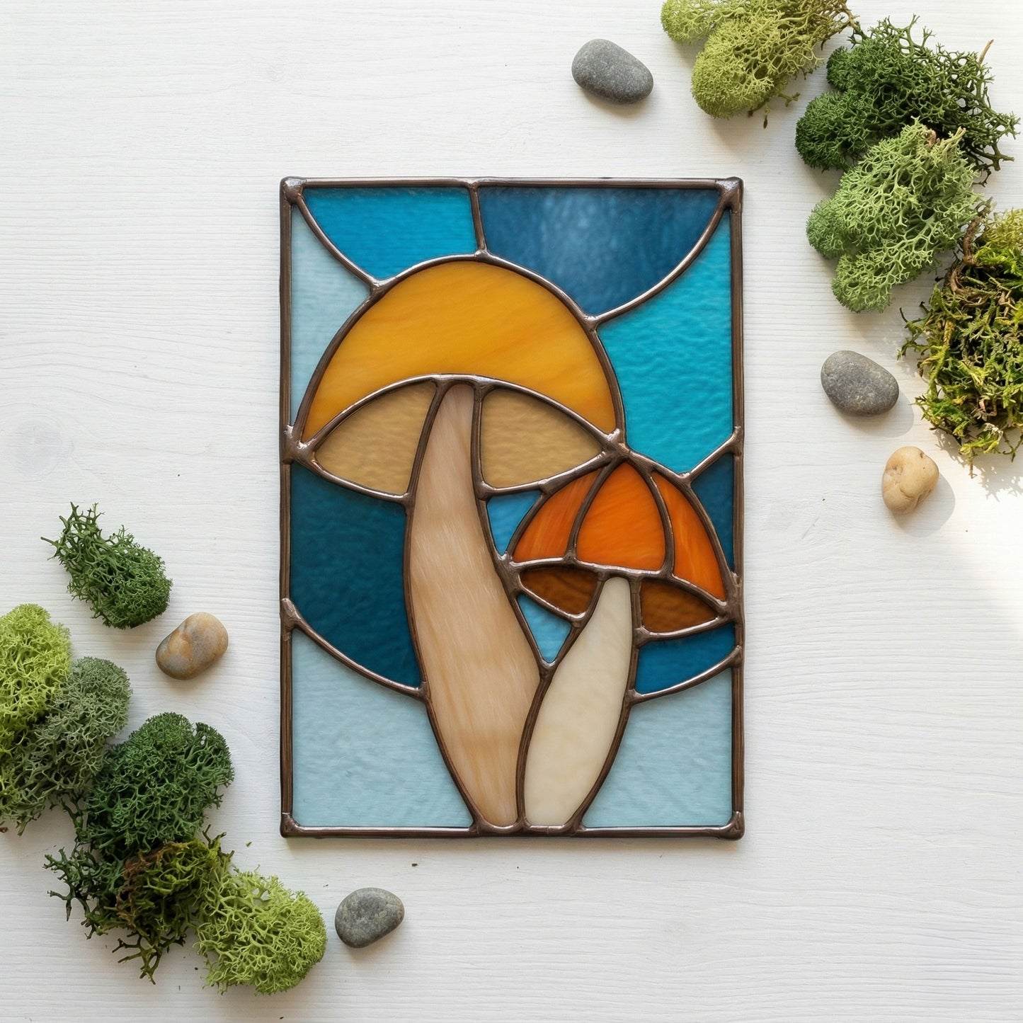Mushroom Buddies Stained Glass Pattern and PNG
