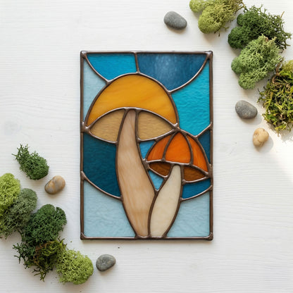 Mushroom Buddies Stained Glass Pattern and PNG
