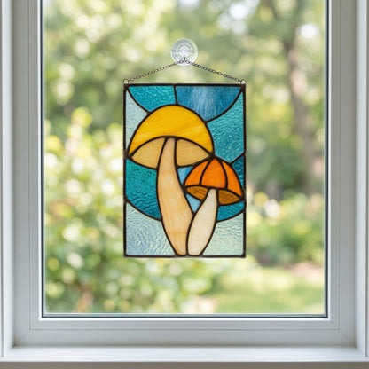 Mushroom Buddies Stained Glass Pattern and PNG