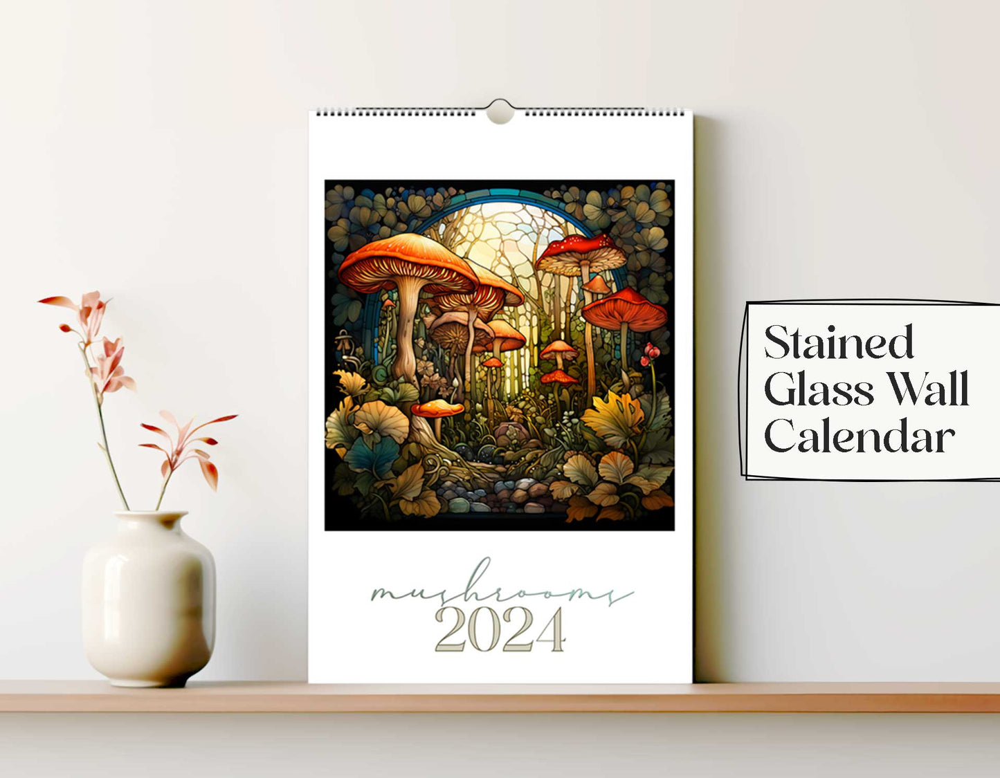 Stained Glass 2024 Calendar, Mushrooms