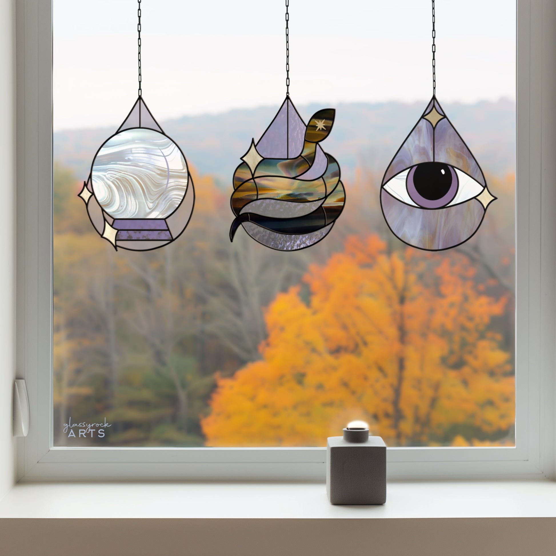 Mystical Drops Stained Glass Pattern Pack of 3 - Crafting Patterns & Molds, from GlassyRock Arts