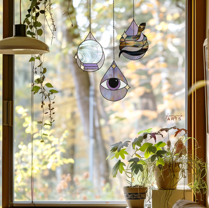 Mystical Drops Stained Glass Pattern Pack of 3 - Crafting Patterns & Molds, from GlassyRock Arts
