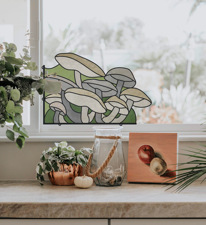 Mushroom Corner Stained Glass Pattern