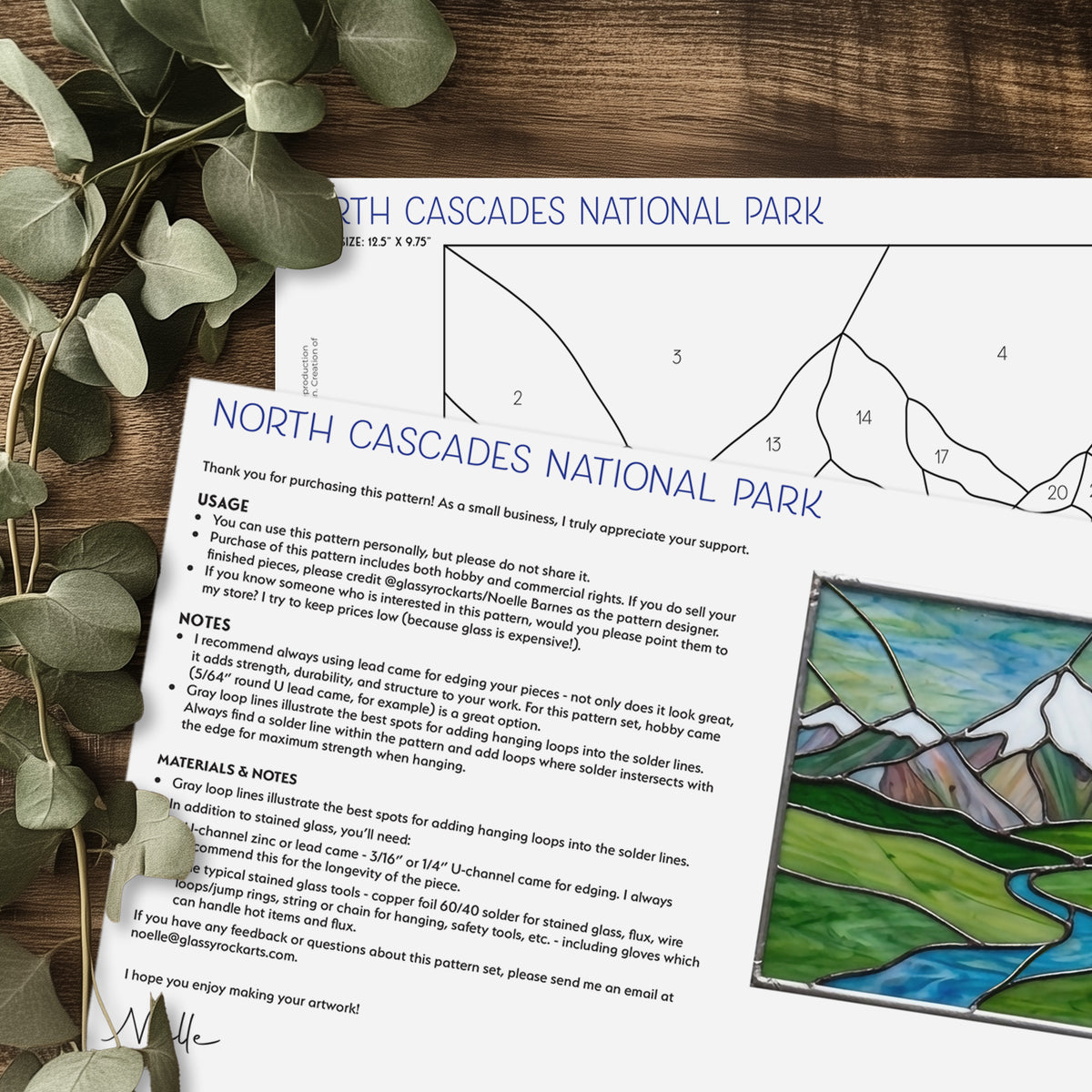 North Cascades National Park Suncatcher Stained Glass Pattern with PNG & SVG