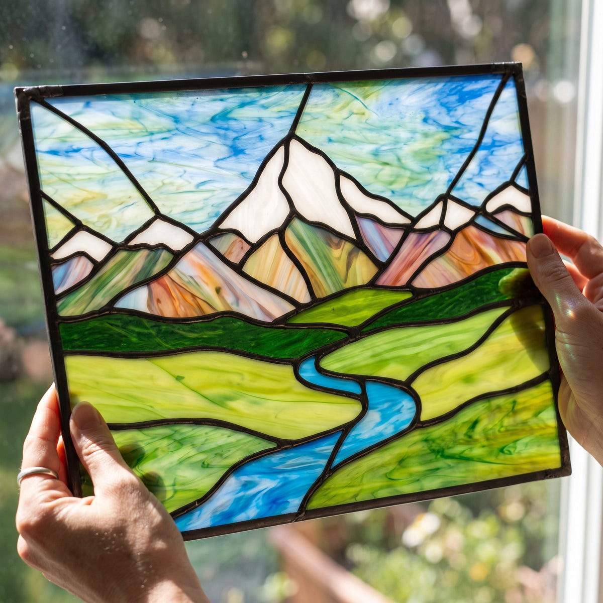 North Cascades National Park Suncatcher Stained Glass Pattern with PNG & SVG