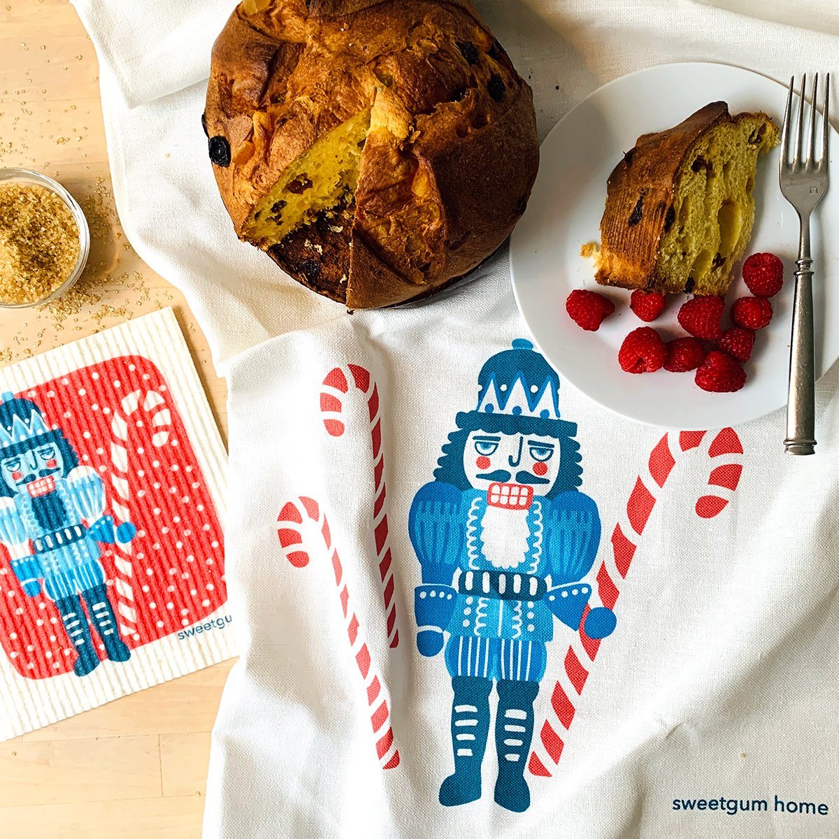 Nutcracker Tea Towel + 1 Swedish Dishcloth Bundle - Tea Towel from sweetgum home, LLC