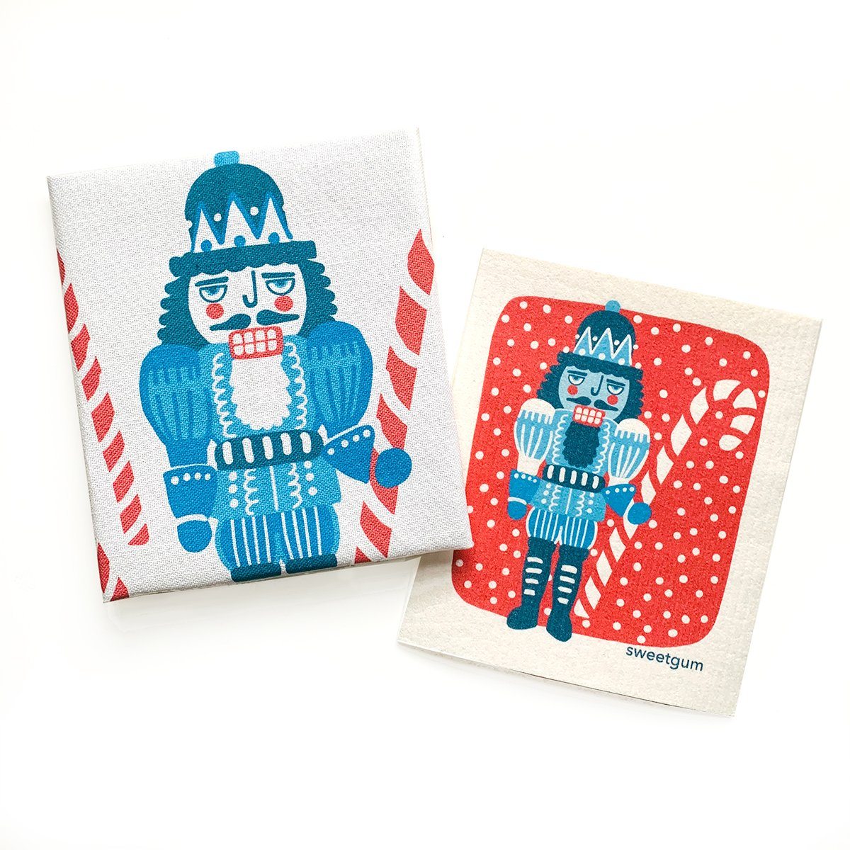 Nutcracker Tea Towel + 1 Swedish Dishcloth Bundle - Tea Towel from sweetgum home, LLC