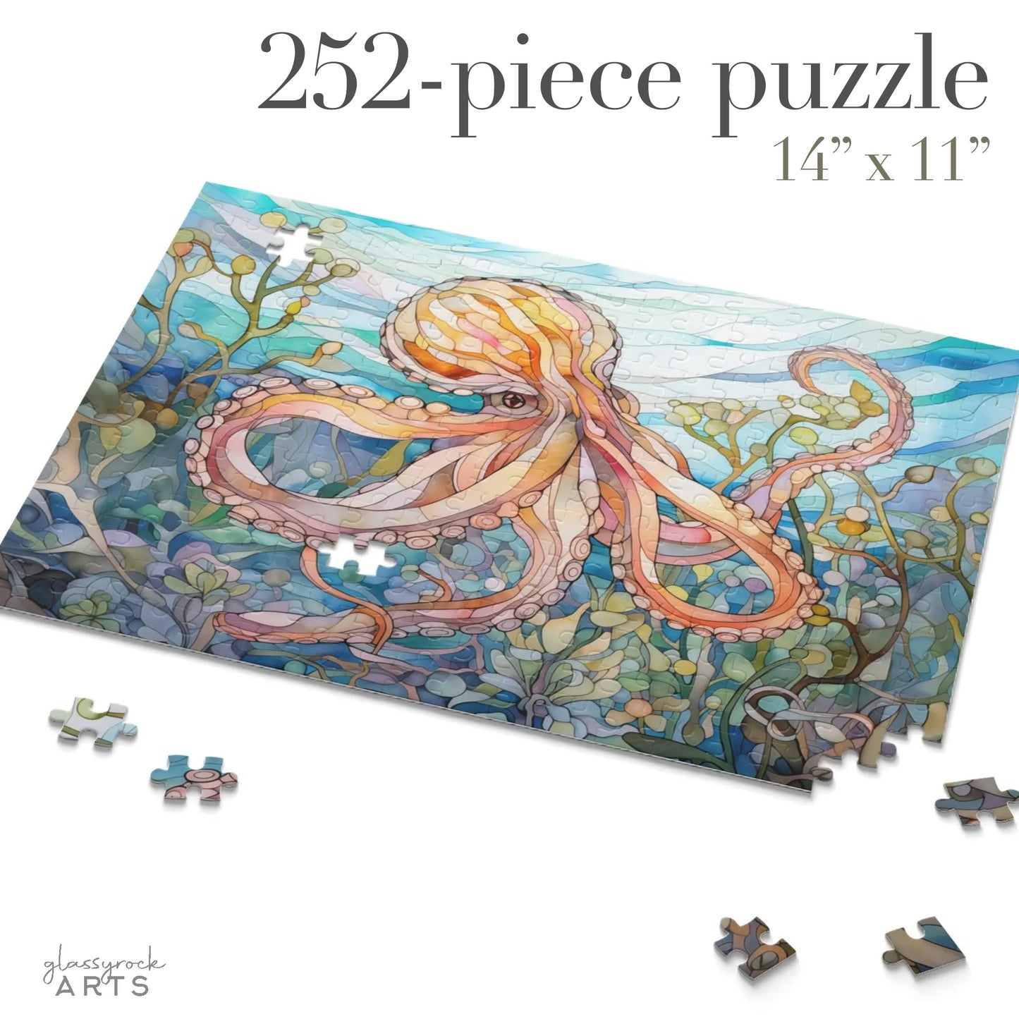 Stained Glass Octopus Jigsaw Puzzle