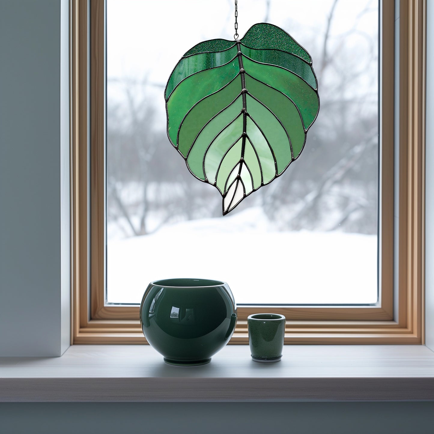 Ombre Leaf Stained Glass Pattern