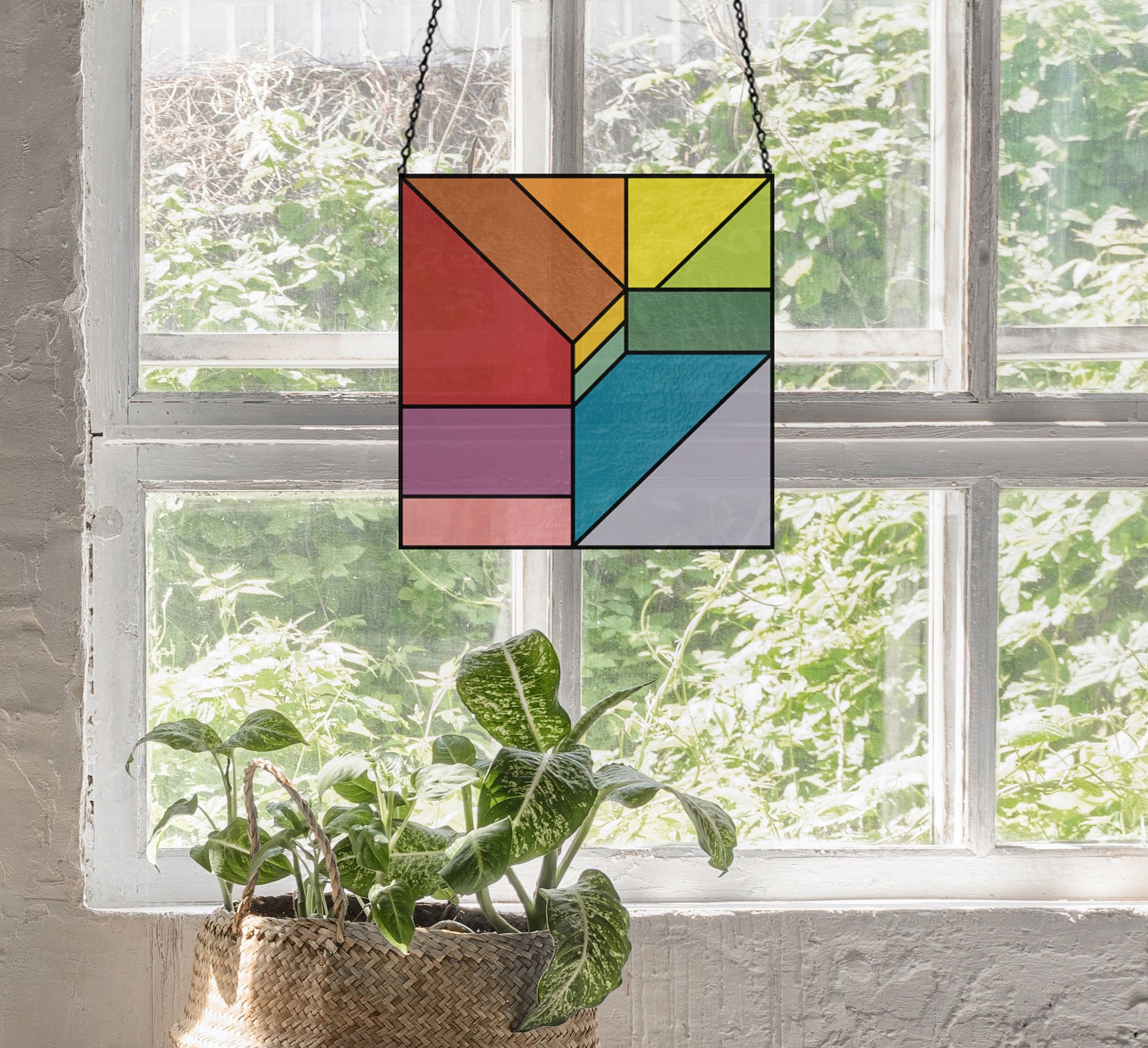 Beginner Geometric Stained Glass Pattern - Crafting Patterns & Molds, from GlassyRock Arts