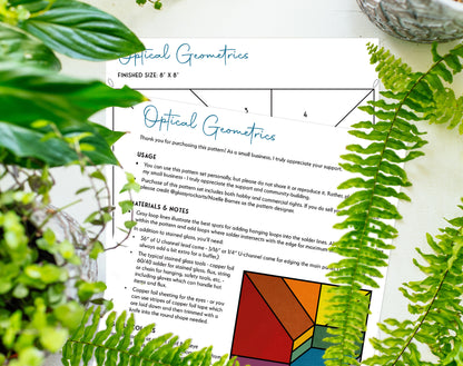 Beginner Geometric Stained Glass Pattern - Crafting Patterns & Molds, from GlassyRock Arts