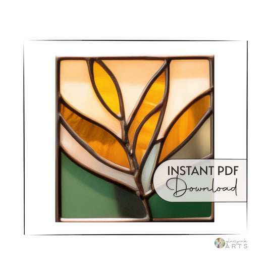 Modern Leaves Stained Glass Plant Pattern