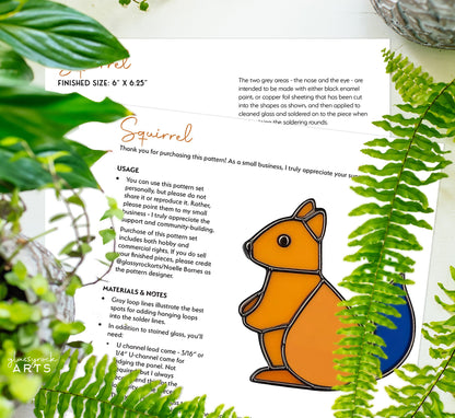 Cute Squirrel Stained Glass Pattern