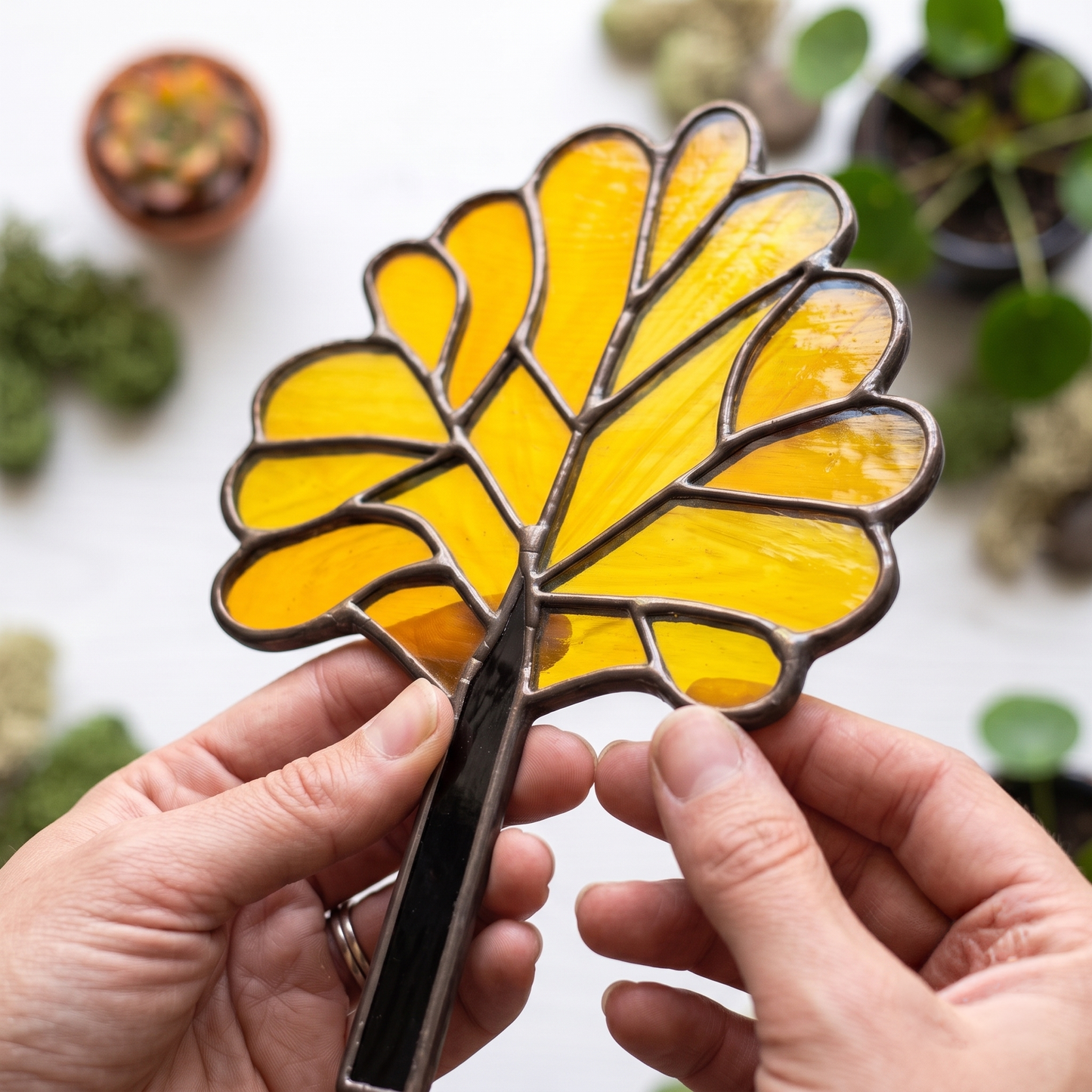 Art Deco Trees Stained Glass Pattern - Orange