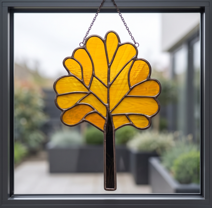 Art Deco Trees Stained Glass Pattern - Orange