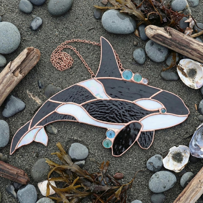 Stained Glass Orca Whale Suncatcher Pattern PDF & PNG