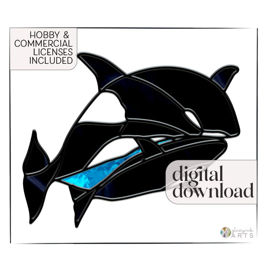 A picture of the Orca Whale Stained Glass Pattern from GlassyRock Arts. 