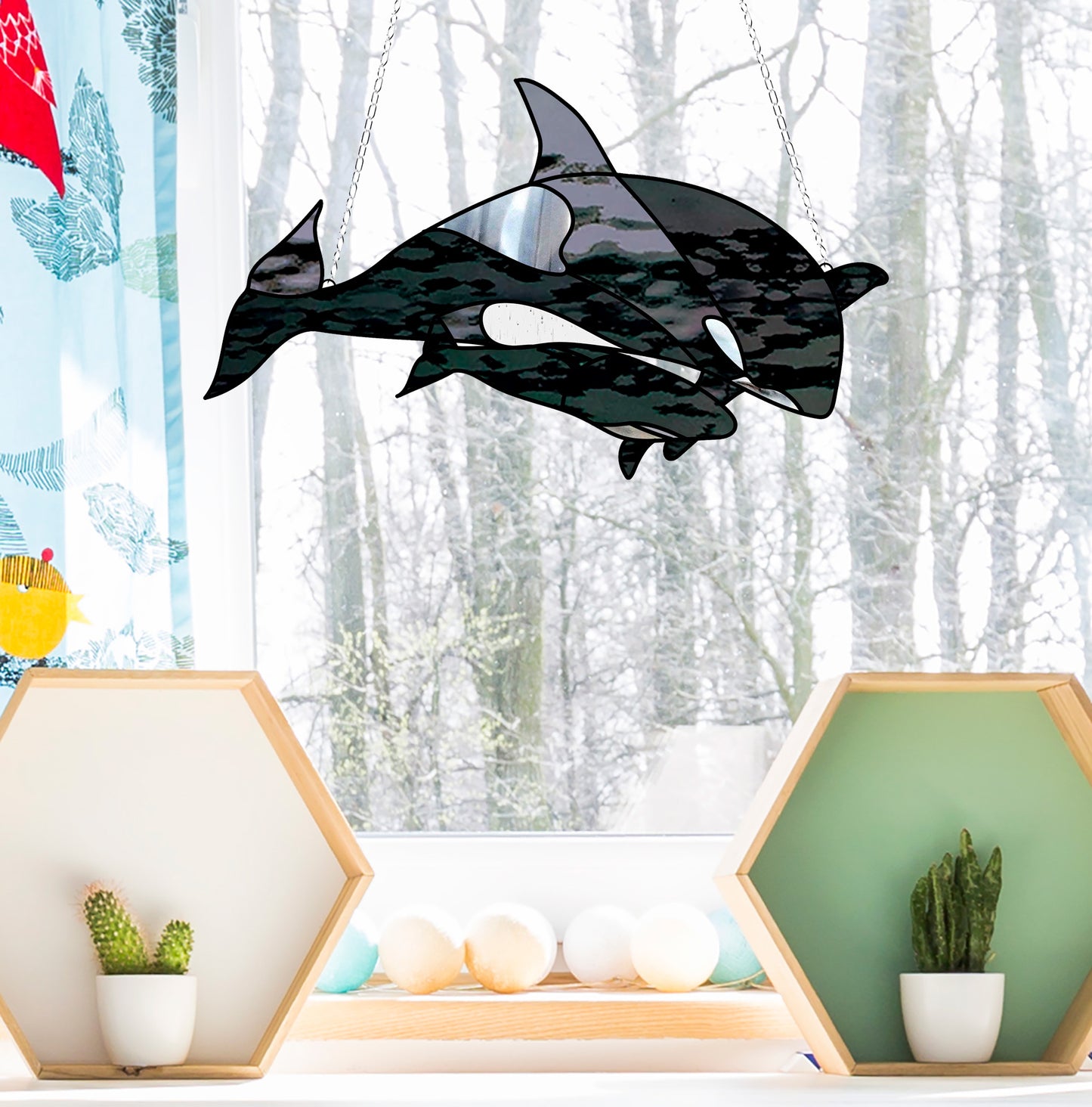 Orca Whale Stained Glass Pattern