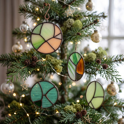 Stained Glass Christmas Ornaments Pattern 10 Pack