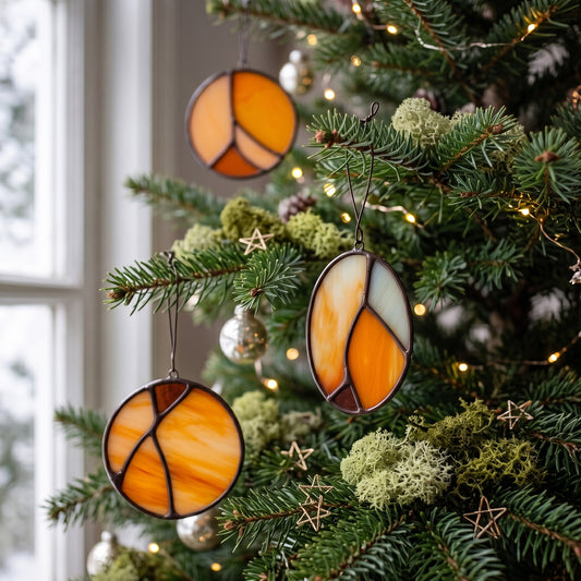 Stained Glass Christmas Ornaments Pattern 10 Pack