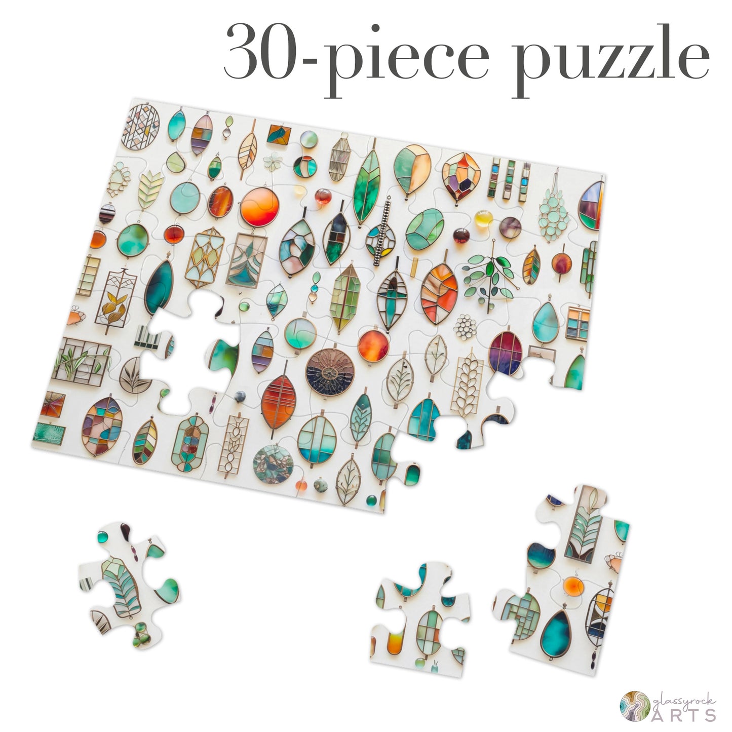 Stained Glass Christmas Ornaments Jigsaw Puzzle