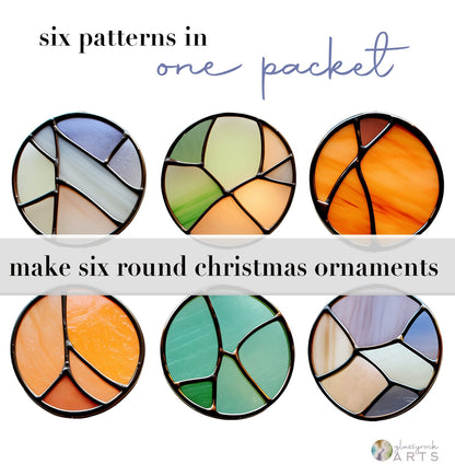 Round Stained Glass Christmas Ornaments Pattern Pack