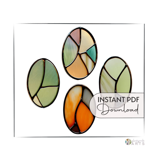 Oval Stained Glass Christmas Ornaments Pattern Pack