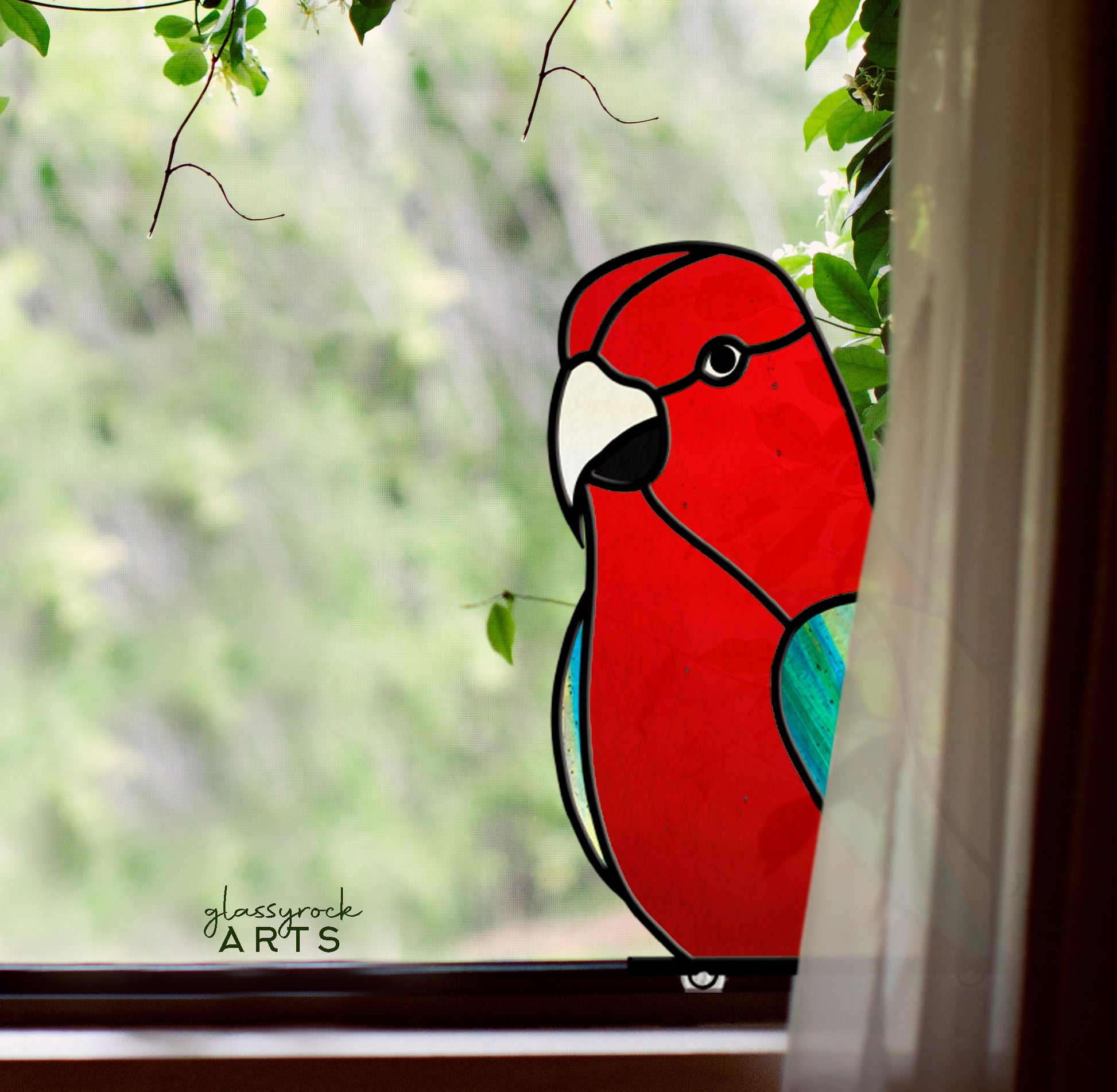 A picture of the Parrot Stained Glass Bird Pattern from GlassyRock Arts. 