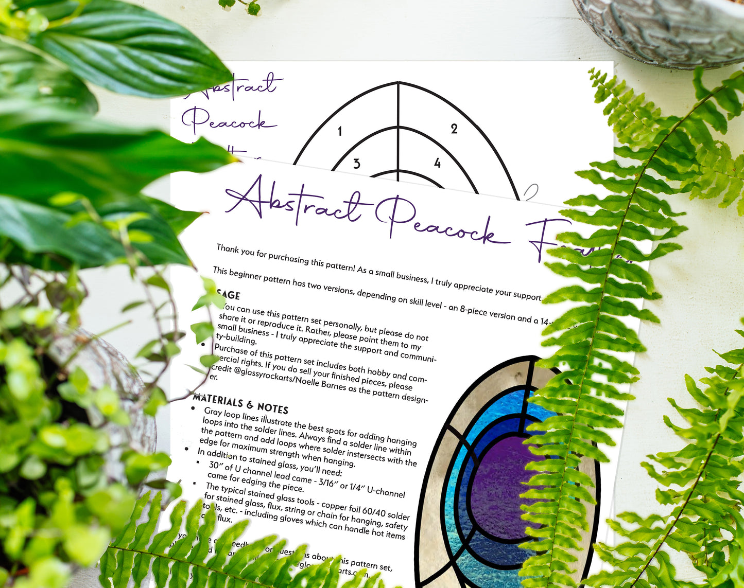 Deco Peacock Feather Stained Glass Pattern