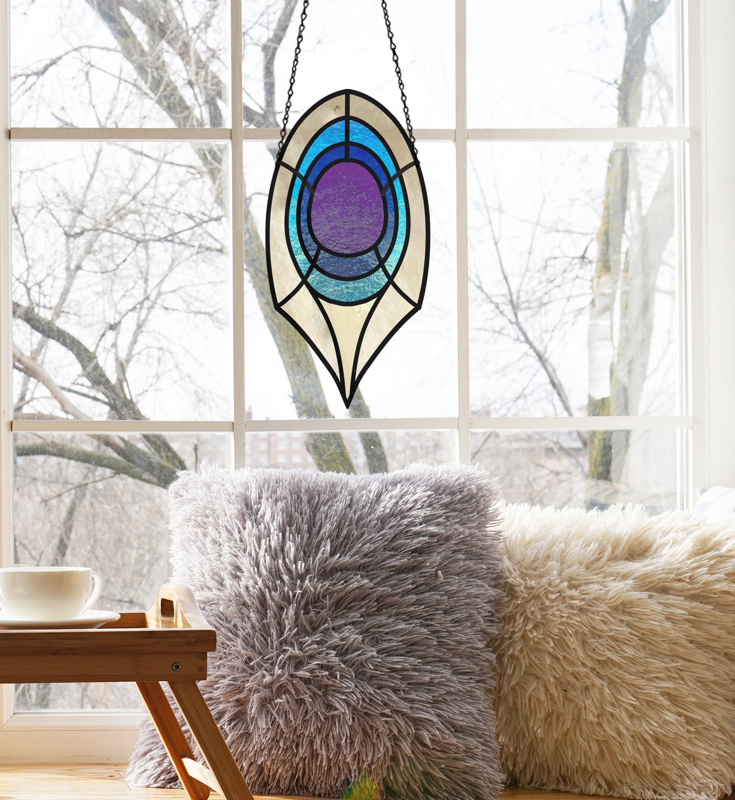 Deco Peacock Feather Stained Glass Pattern