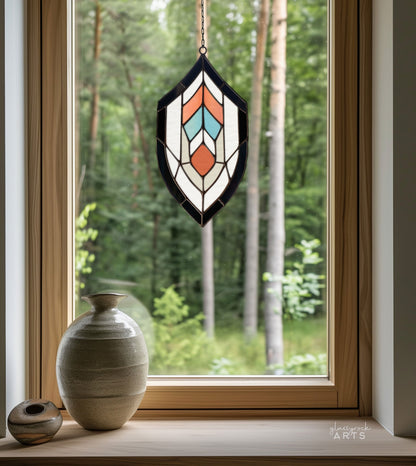 Abstract Stained Glass Feather Pattern