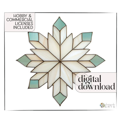 Geometric Snowflake Stained Glass Pattern
