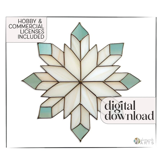 Geometric Snowflake Stained Glass Pattern