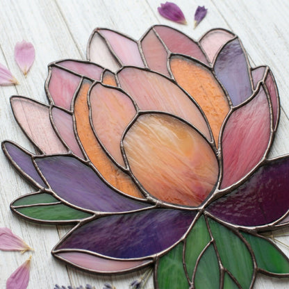 Peony Suncatcher Stained Glass Pattern with PNG