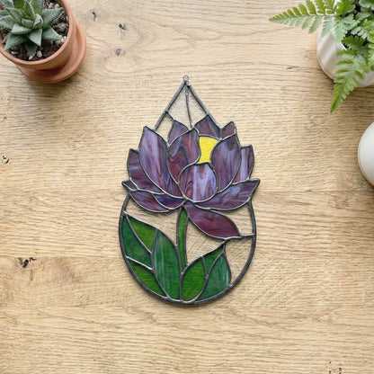 Peony Stained Glass Raindrop Pattern