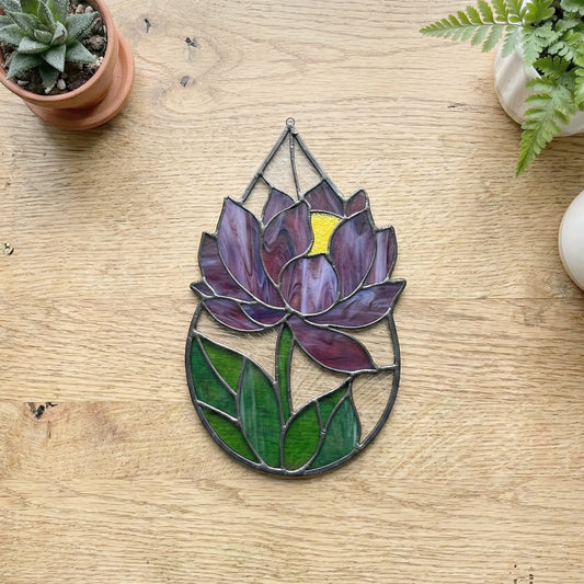 Peony Stained Glass Raindrop Pattern