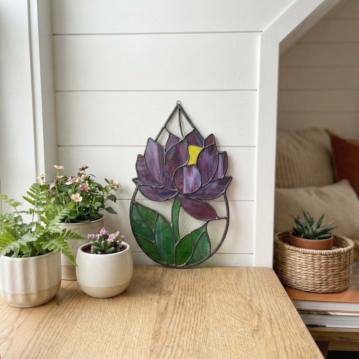 Peony Stained Glass Raindrop Pattern