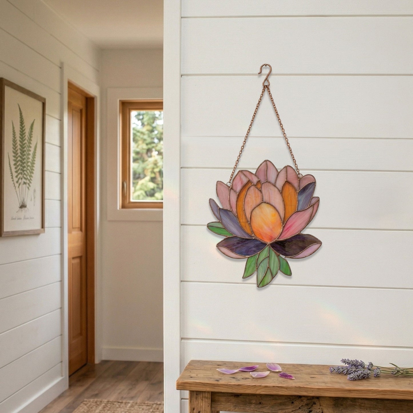 Peony Suncatcher Stained Glass Pattern with PNG