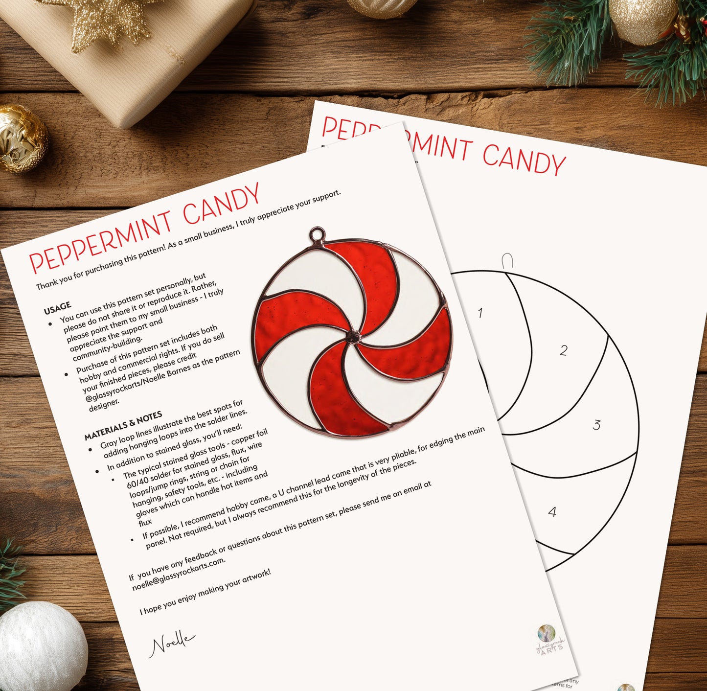 Peppermint Candy Stained Glass Pattern & PDF