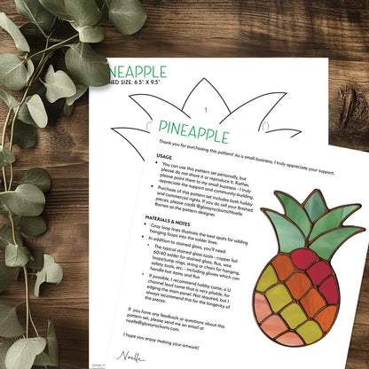 Pineapple Stained Glass Pattern and PNG