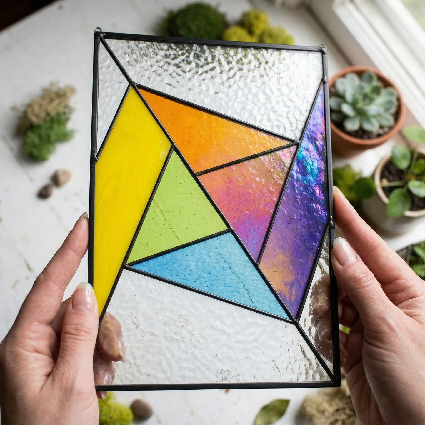 Abstract Rainbow Beginner Stained Glass Pattern