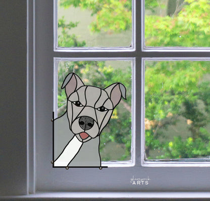 A picture of the American Pitbull Terrier Dog Stained Glass Pattern from GlassyRock Arts. 