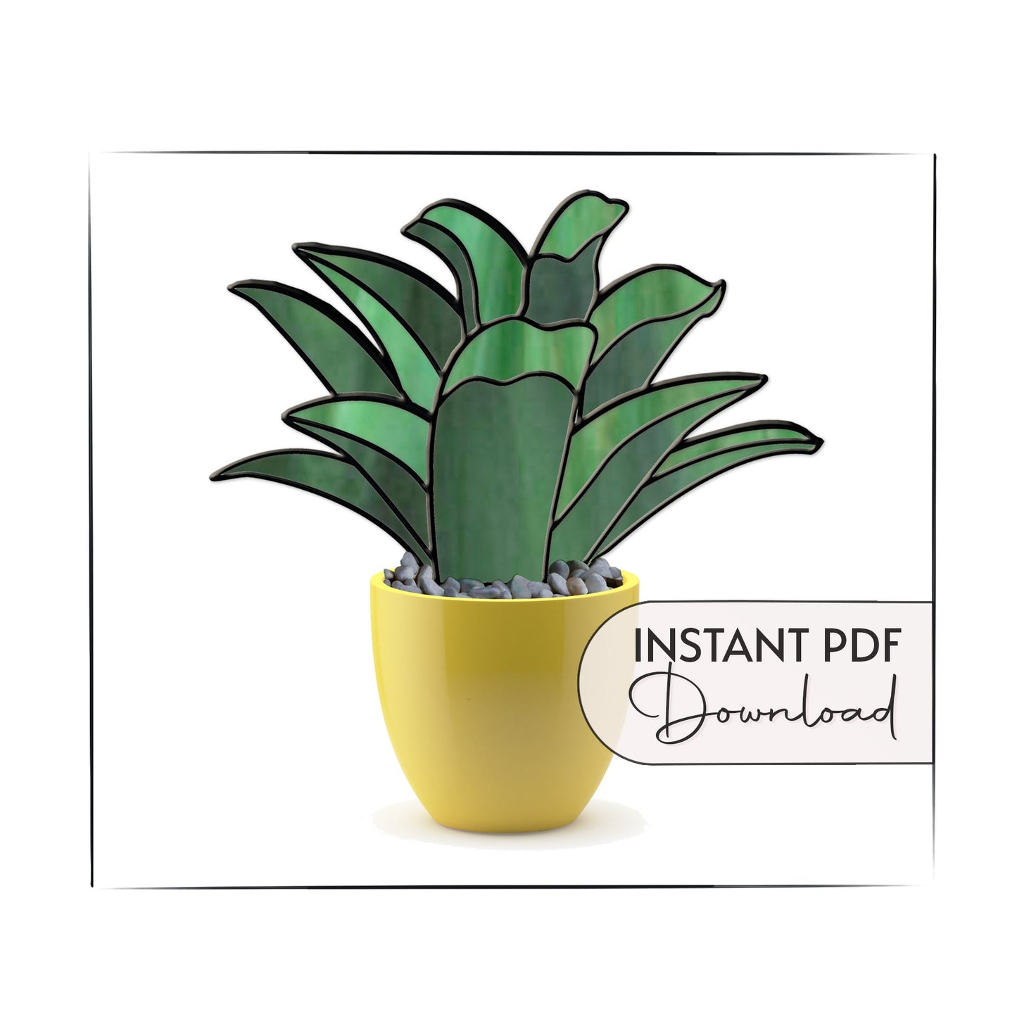 3D Plant Leaves Stained Glass Pattern