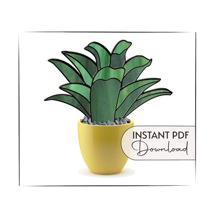 3D Plant Leaves Stained Glass Pattern