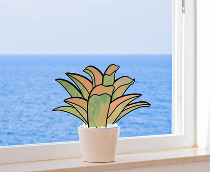 3D Plant Leaves Stained Glass Pattern