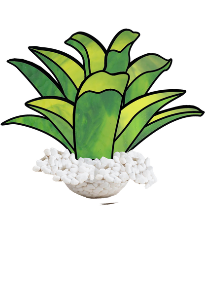 3D Plant Leaves Stained Glass Pattern