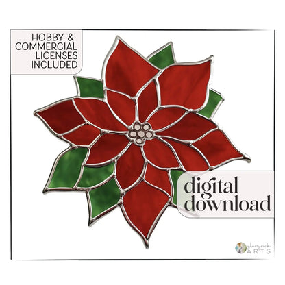 Poinsettia Suncatcher Stained Glass Pattern