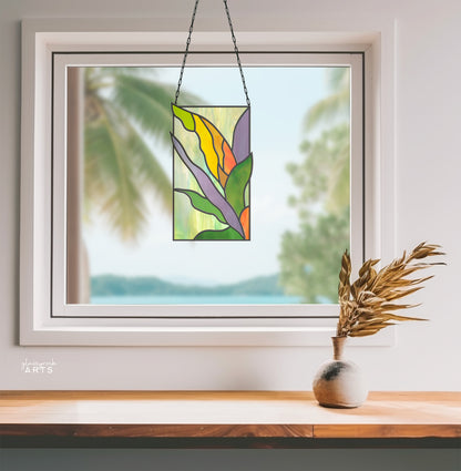 A picture of the Tropical Stained Glass Plant Pattern - Polihale from GlassyRock Arts. 