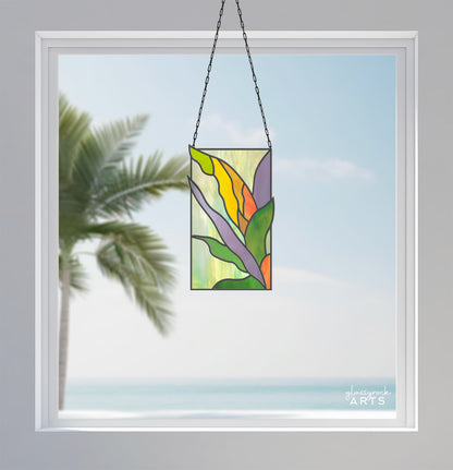 A picture of the Tropical Stained Glass Plant Pattern - Polihale from GlassyRock Arts. 