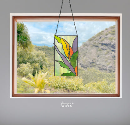 A picture of the Tropical Stained Glass Plant Pattern - Polihale from GlassyRock Arts. 